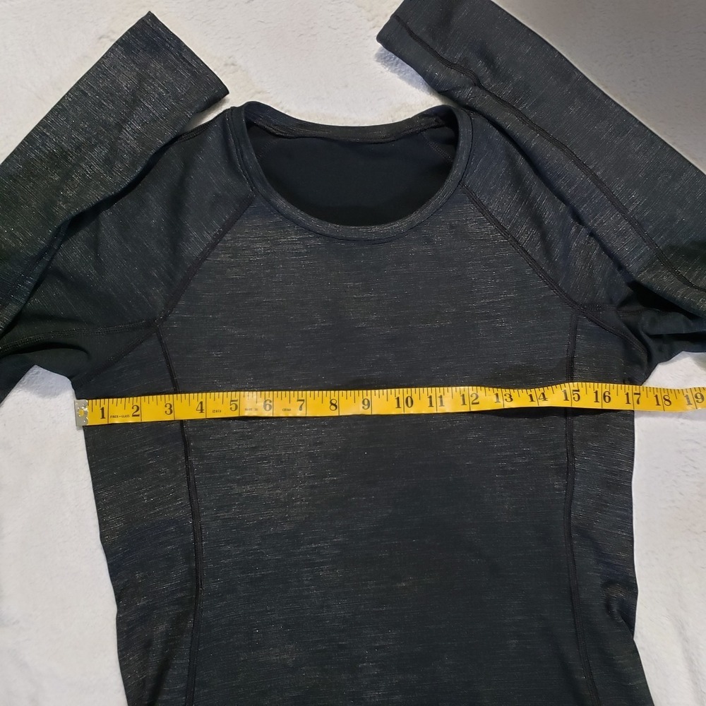 Under Armour Fitted Running Top Women's Small Charcoal Shimmer Thumb Holes - Picture 7 of 9